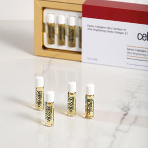 Cellcosmet Ultra Intensive Elasto-Collagen-XT with vials in front and box in background.